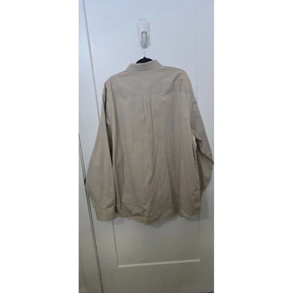 Mens Rank-45 Beige Long-Sleeve Button-Up Shirt XXL Cotton Blend - Picture 2 of 3